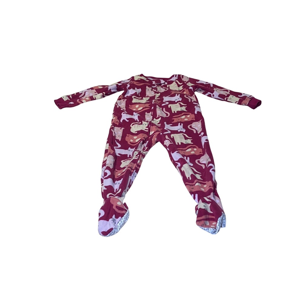 Carters 4T Burgundy Cat Fleece Footed Pajamas Sleepsuit One Piece